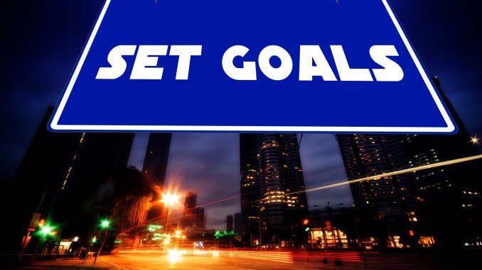Straßenschild mit der Aufschrift "Set goals"